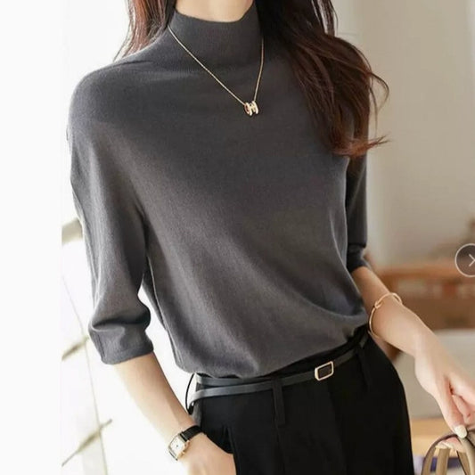 Women's Mid-sleeve Top, Base Layer, Thin Sweater