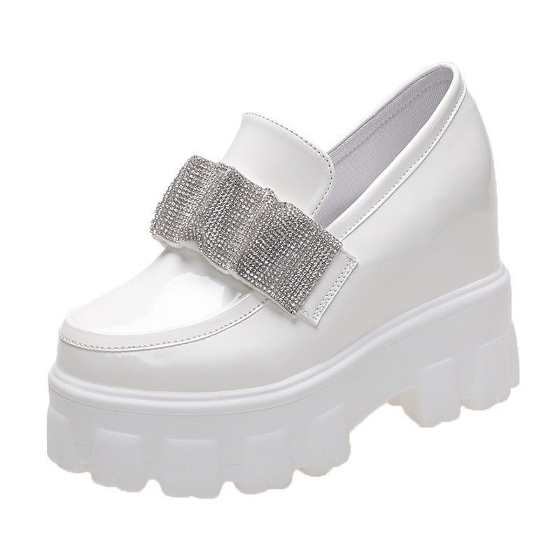 British Style Patent Leather Platform Round Toe Fashion Small Leather Shoes