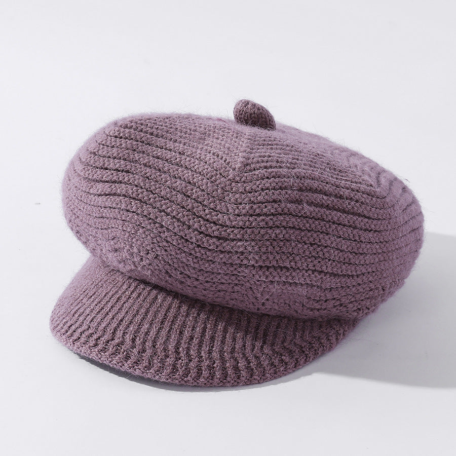 Middle-aged And Elderly Women's Velvet Solid Color Knitted Rabbit Fur Hat