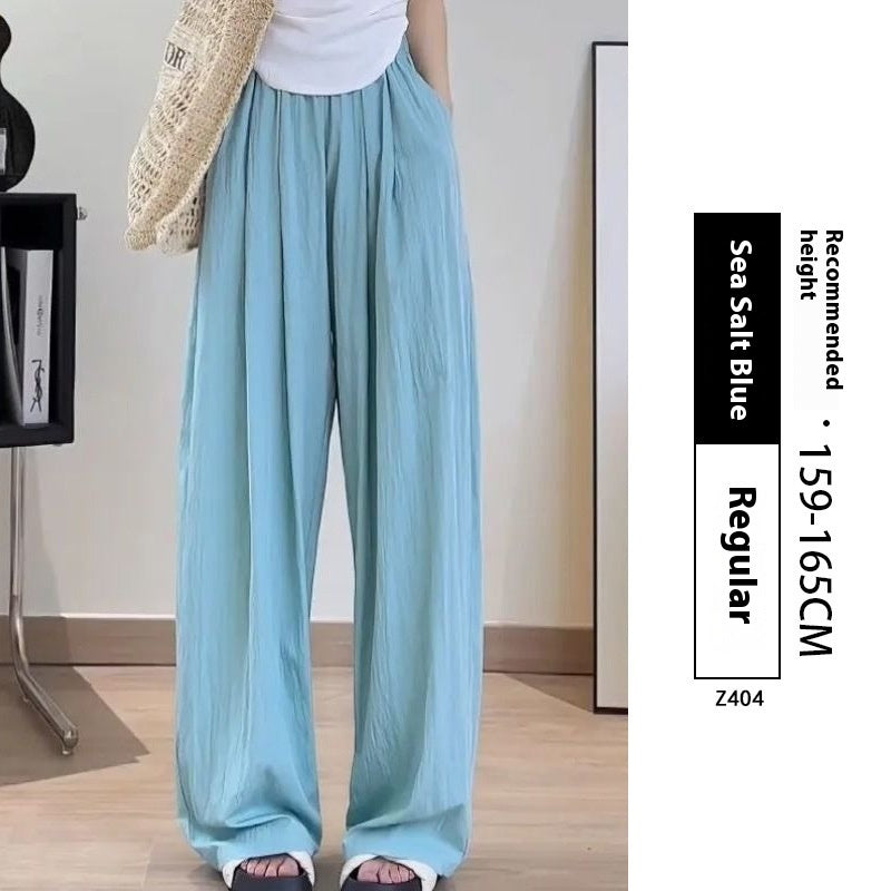 Loose Drape Casual Straight-leg Thin Ice Silk Wide-leg Pants