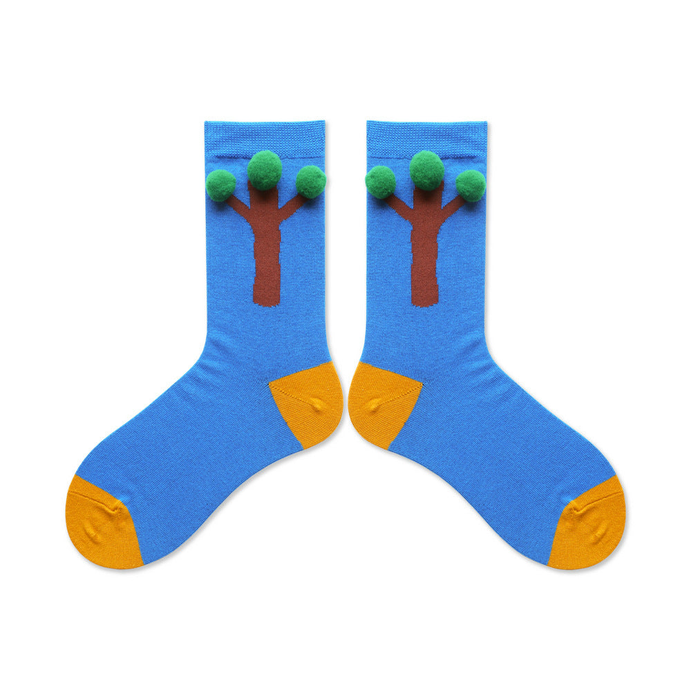 Tegnefilmsdyr Jacquard Tre-dimensionel Håndsyet Bold Bunke Bunke Damesokker