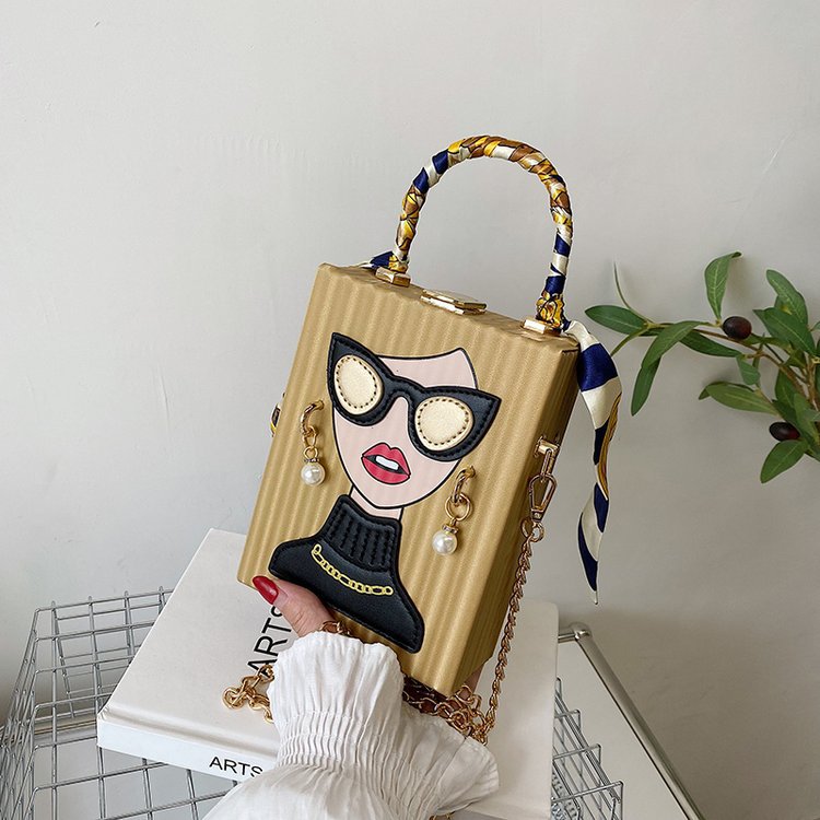 Lock Small Square Bag Shoulder Crossbody Portable Sewing Line Average Size Soft