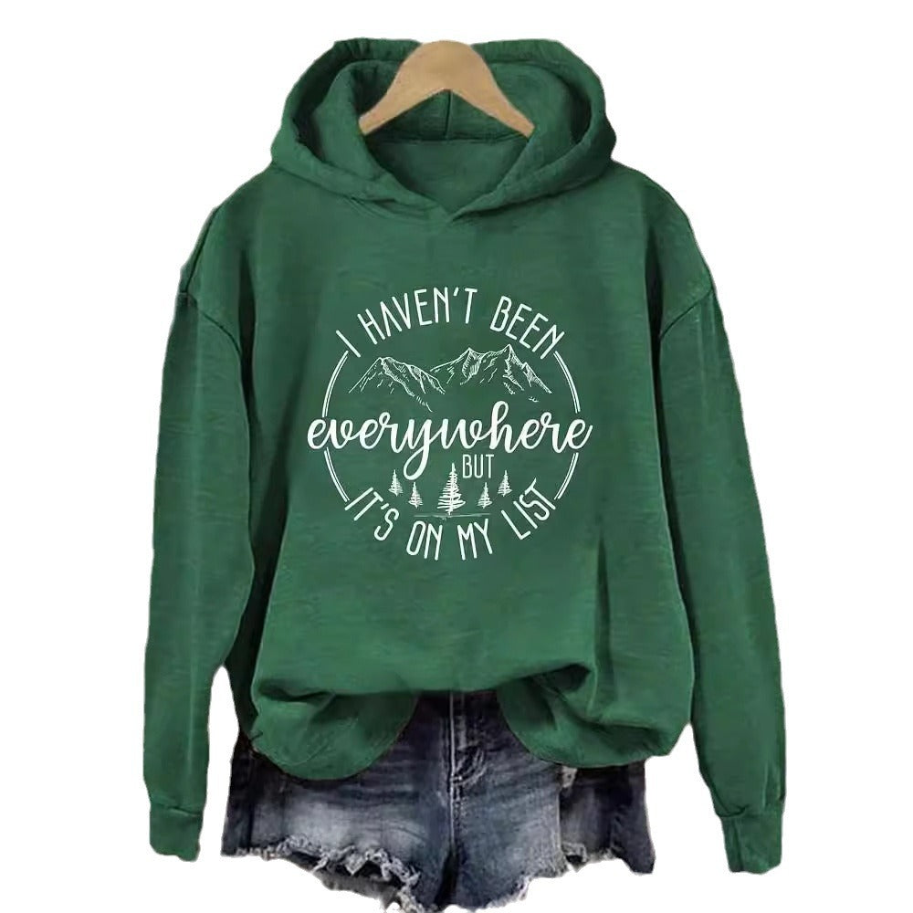 Hooded Coat Sweatshirt Printed Casual All-matching Women's Wear Top
