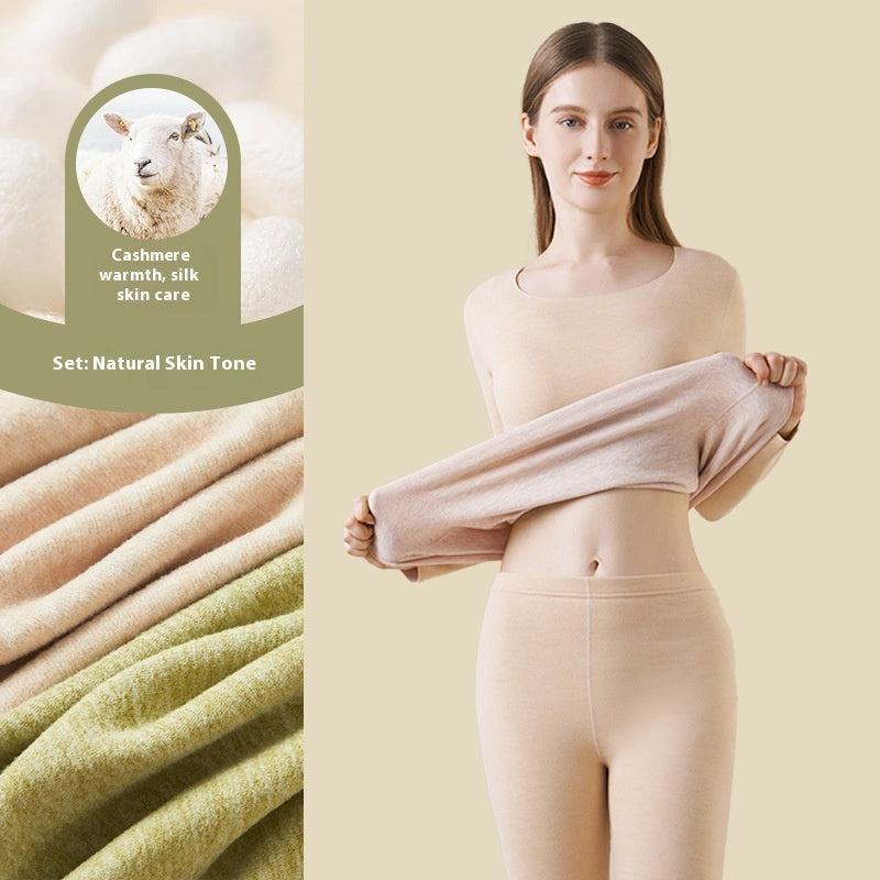 Cashmere Silk Warm Suit Women's Thickened Long Johns Slim Bottoming