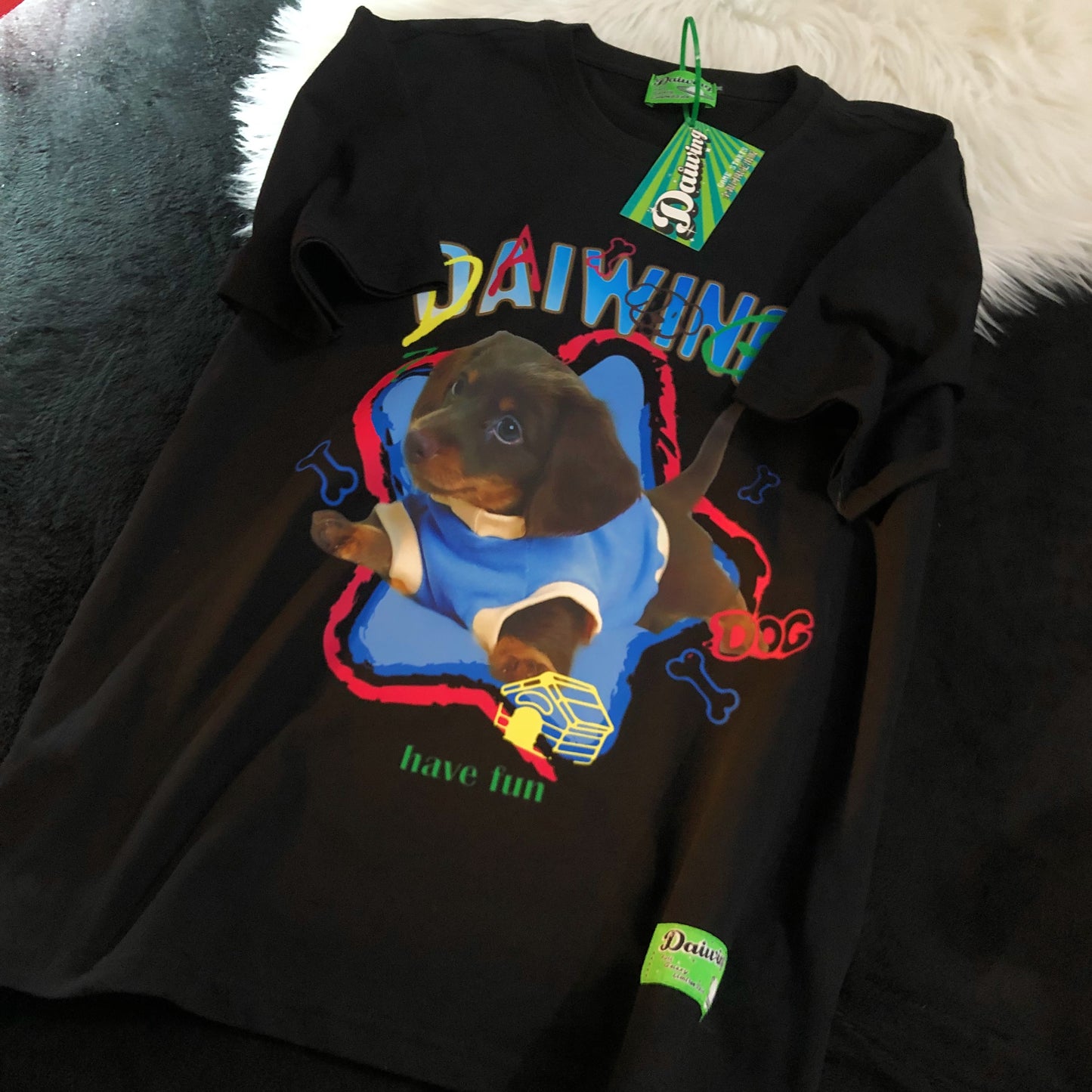 Design Colorful Dog Cartoon T-shirt