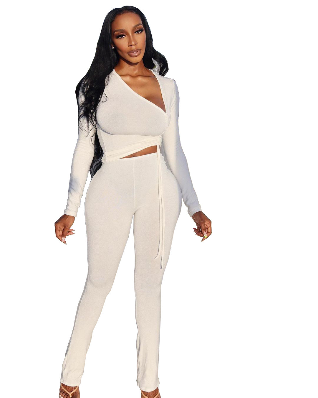 Women's Clothing Fashion Irregular Collar Drawstring Two-piece Suit