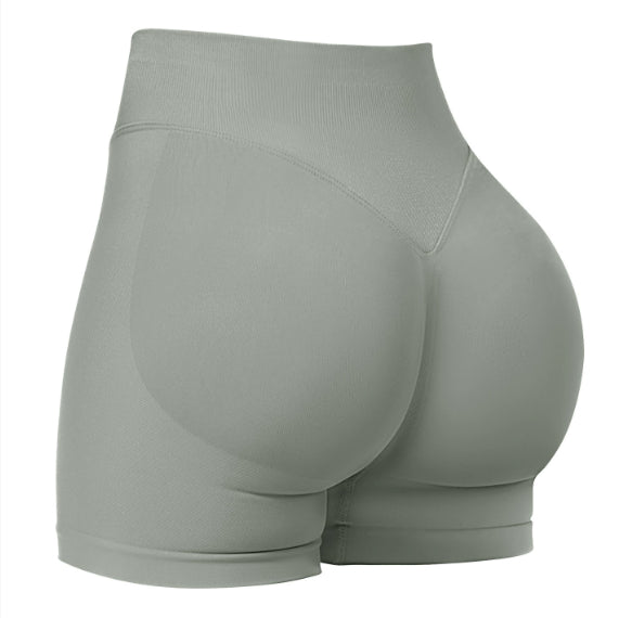 Højtaljede yogashorts Tætsiddende hofte-løftende sømløse hurtigtørrende bukser til sportsfitness