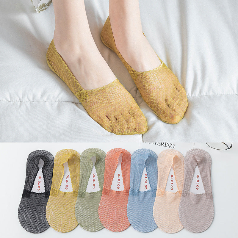 Boat Socks Ladies Ice Silk Socks Thin Shallow