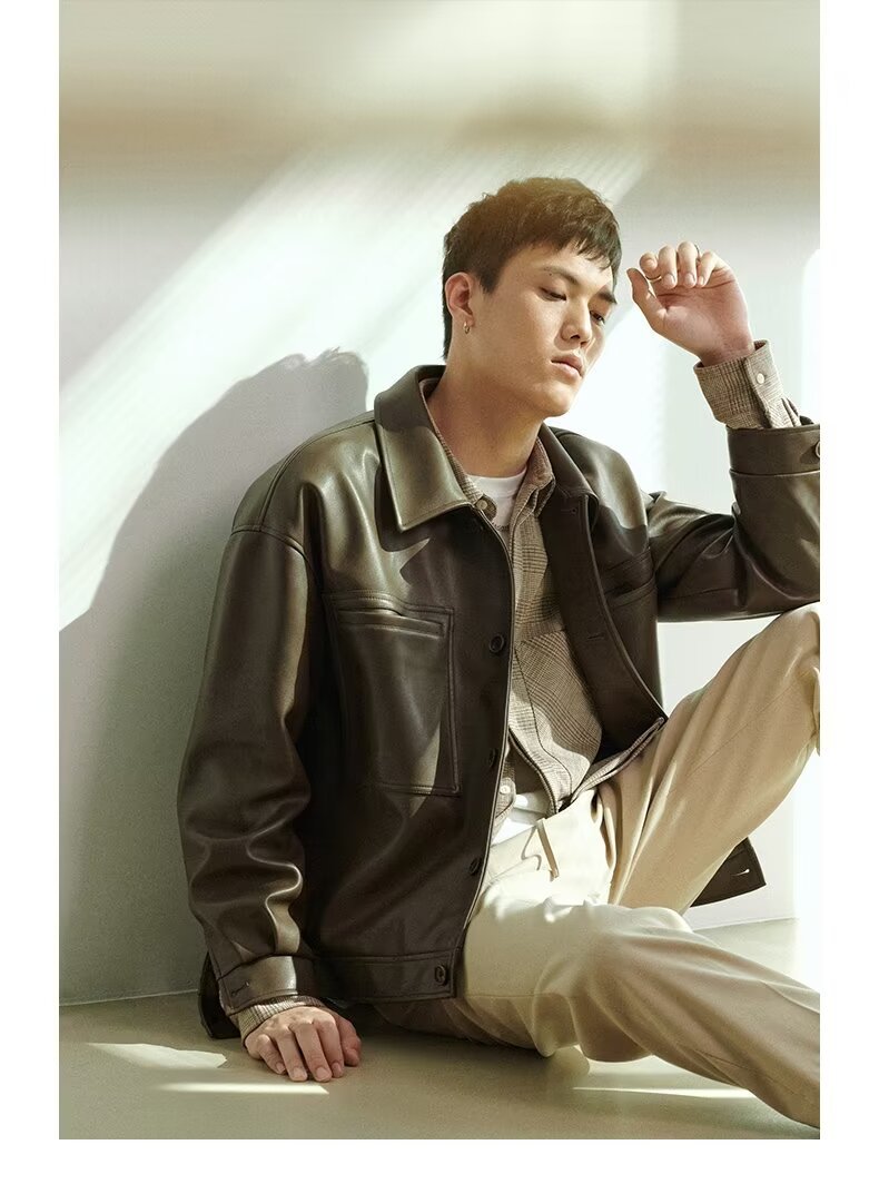 Fashion PU Leather Coat Men's Top