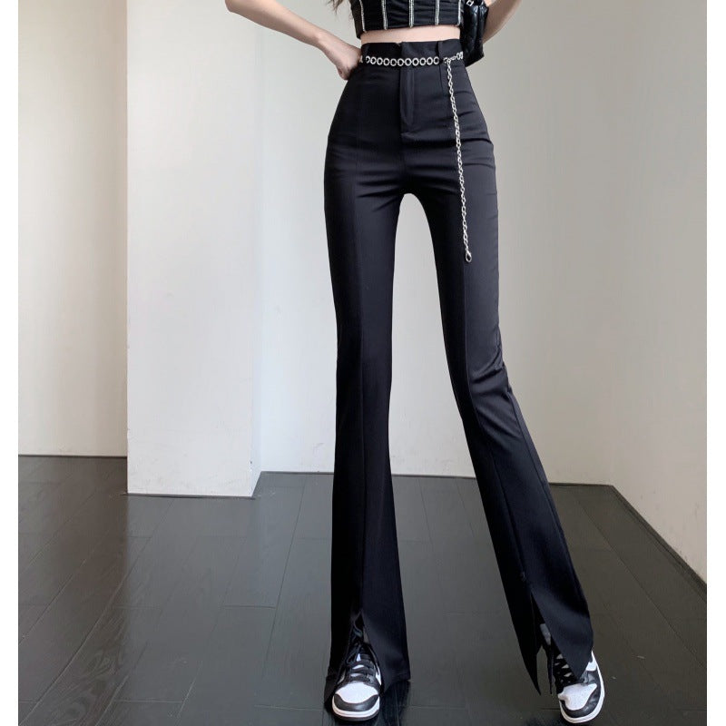 Black Micro Slit Mopping Pants
