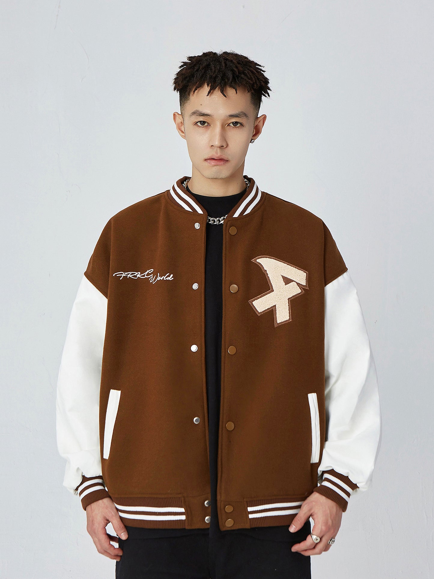 American Retro Alphabet Embroidered Baseball Uniform Coat