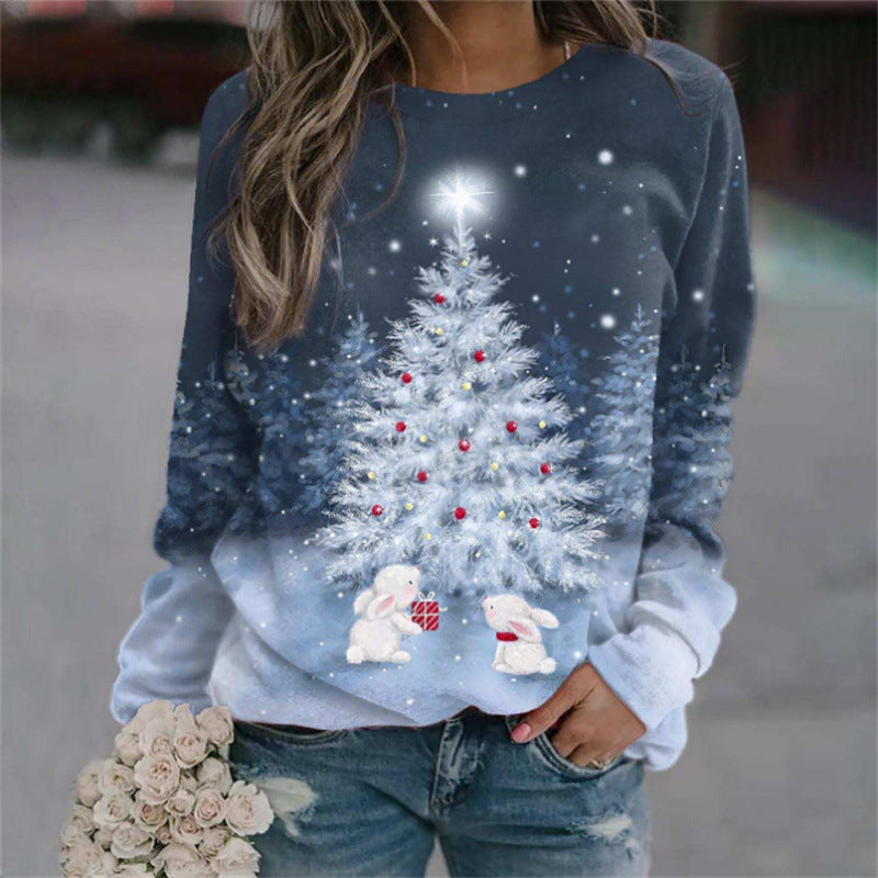 Christmas Women's Sweater 3D Digital Printing Cute Snowman