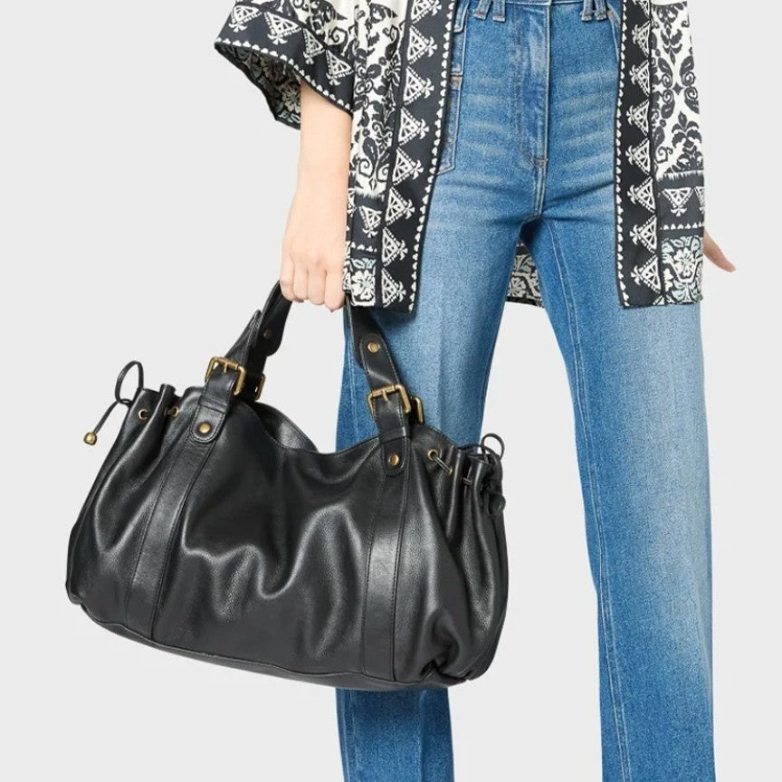 Womens Solid-Color Simple Tote HandbagShoulder Bag