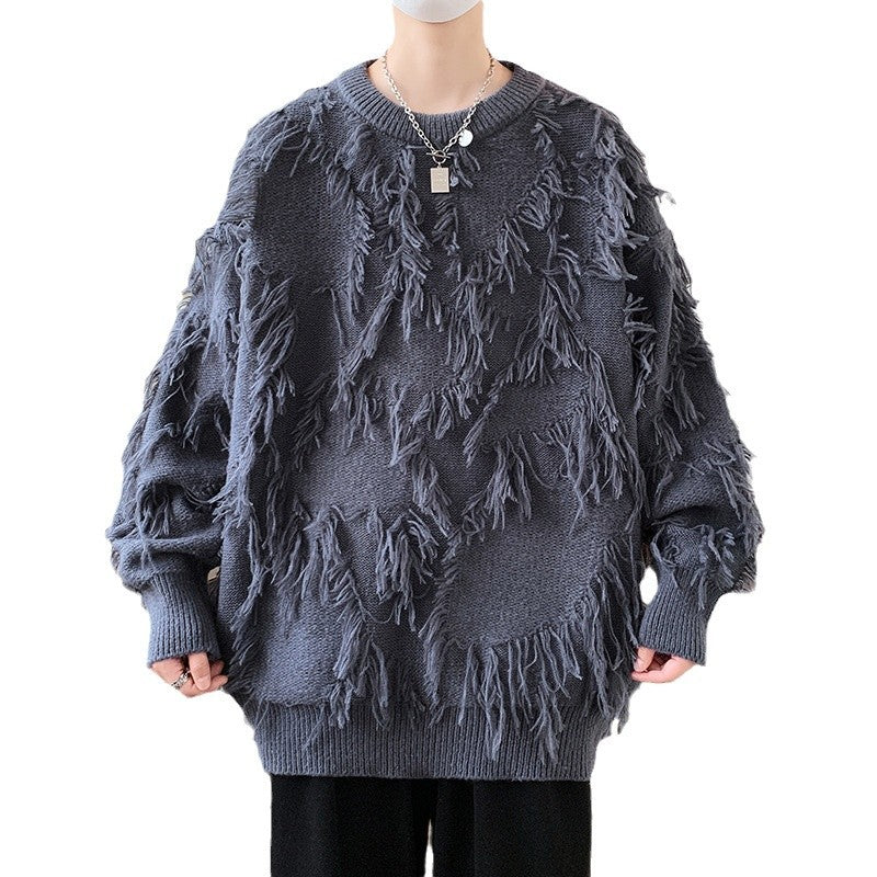 Pullover Round Neck Line Jacquard Long Sleeve Sweater