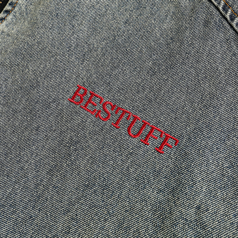 Punk Detachable Long Sleeve Stitching Washed And Worn Stand Collar Jacket