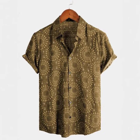 Men's Summer Loose V-neck Short-sleeved Shirt