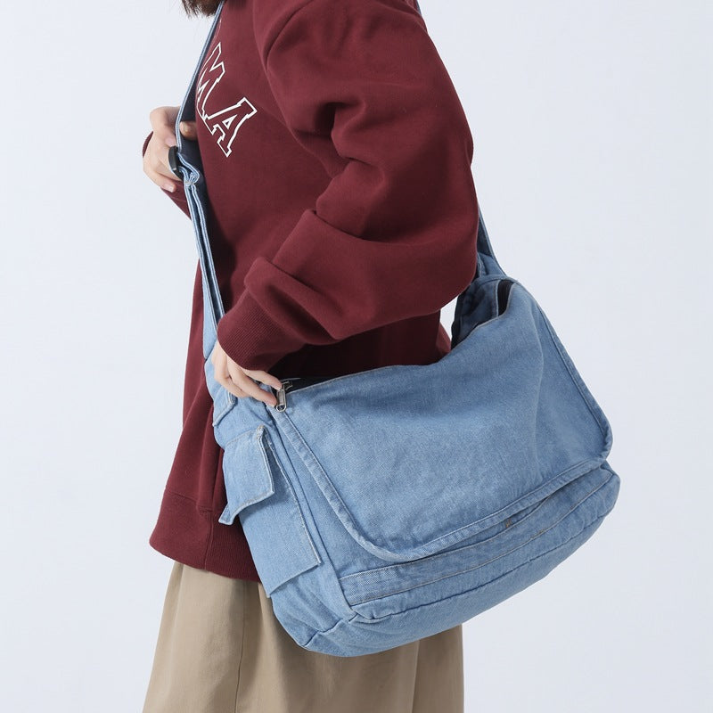 Women's Washed Denim Retro Korean Type Shoulder Bag