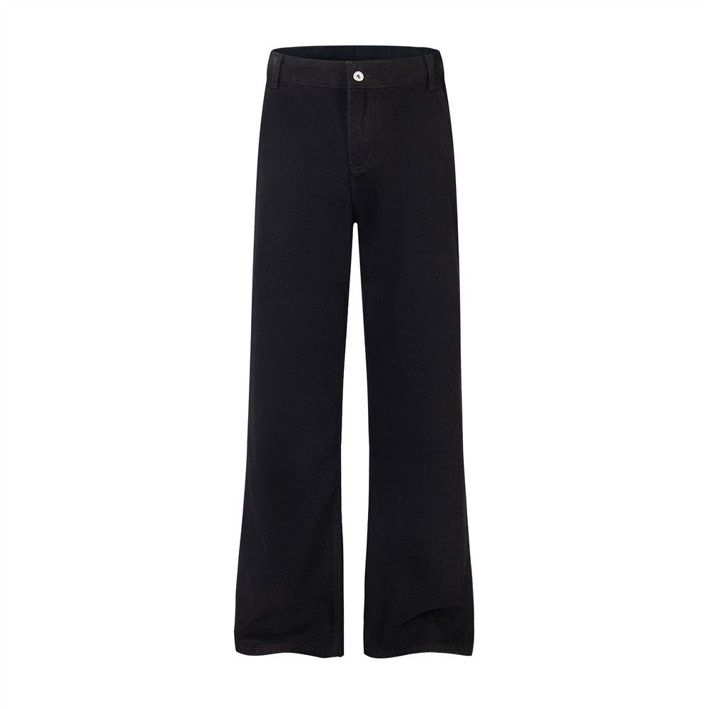 Punk-washed denim-bukser med slidt-look, lige ben, street fashion retro