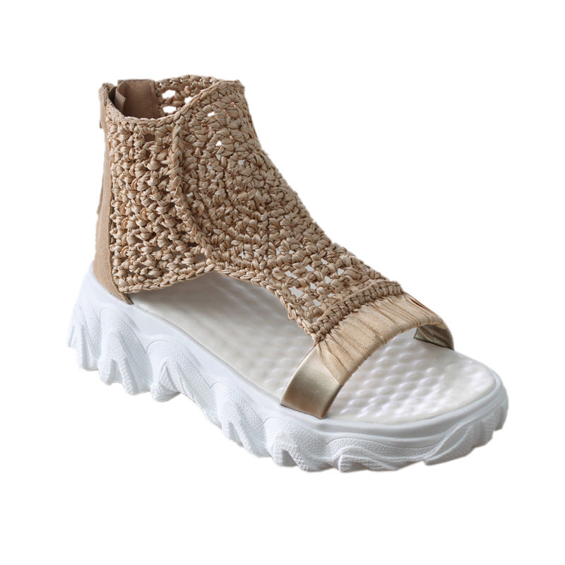 Knitted Wool Sandals Women's Thick Sole Casual