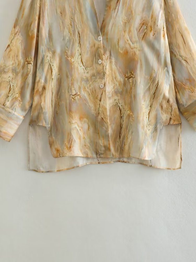 Fashion Simple Asymmetric Tie-dye Printed Shirt Straight-leg Pants Suit