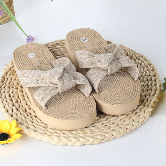 Summer New Breathable Bow-Knot Round-Toe Womens Sandals