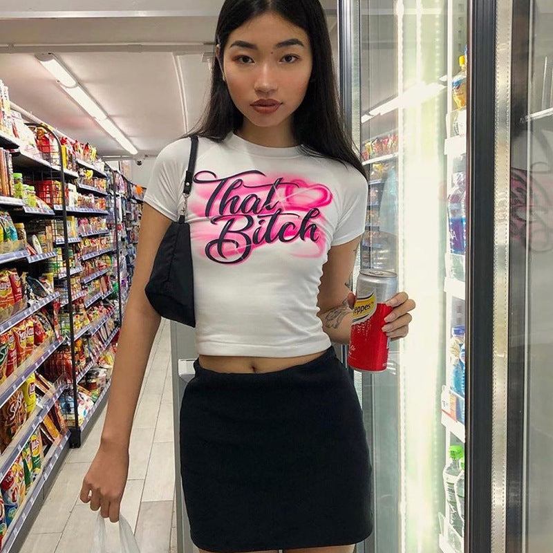 Casual Round Neck Print Women's T-shirt