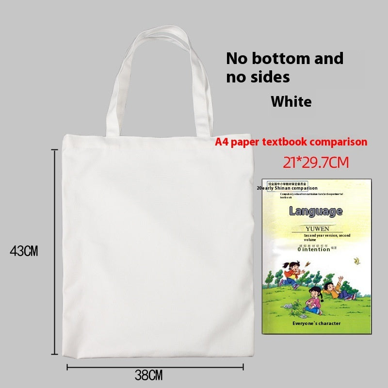 Student Shopping White Canvas Bag Printed Cotton