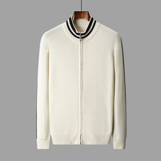Men's Half-high Collar Knitted Slim-fitting All-matching Striped Korean Sweater