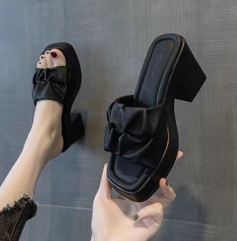 High Heel Slippers Women's Outdoor Sandals Chunky Heel Slippers