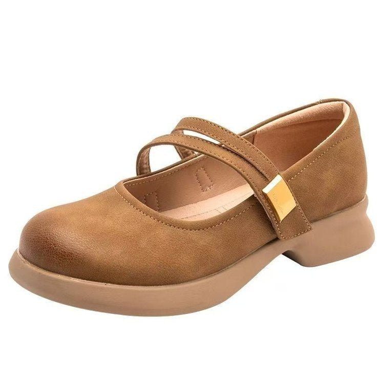 Spring Breathable All-Match Retro Low-Heel Shallow-Toe Pumps