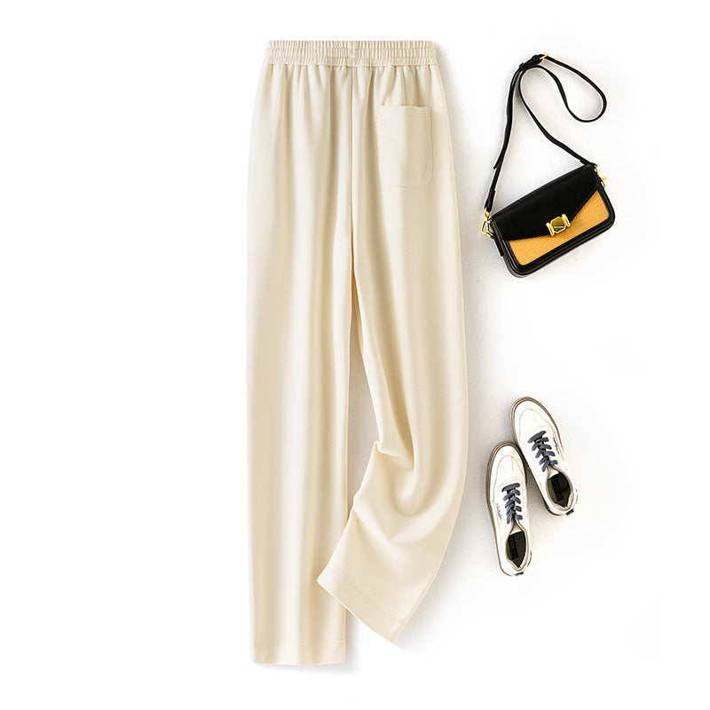 Autumn And Winter New Soft Glutinous Wool Straight Elastic Waist Long Sweatpants