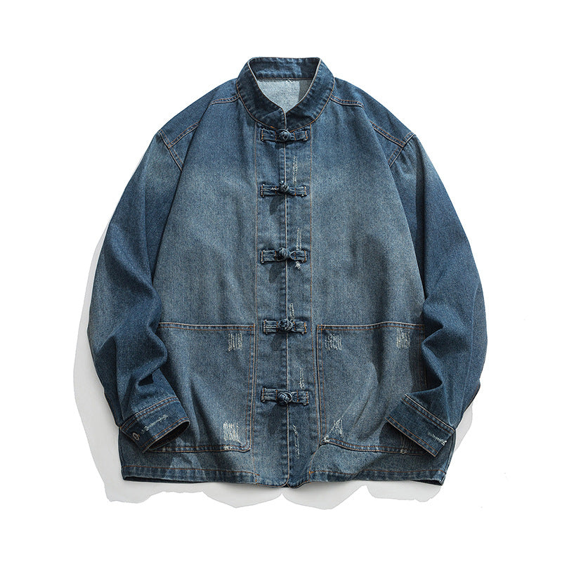 Plus Size Men's Denim Clothing Chinese Style Retro