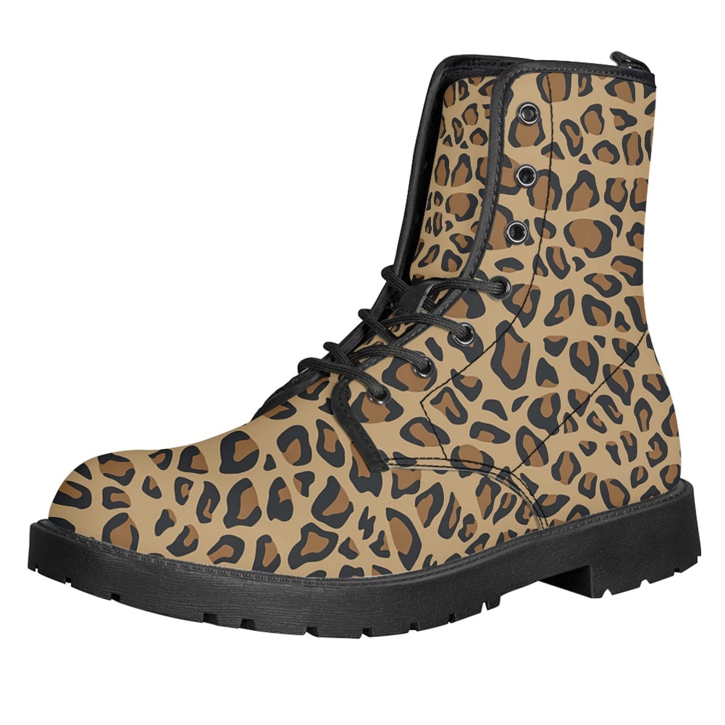 Printed Women's Leather Flat Bottom Low Heel British Martin Boots