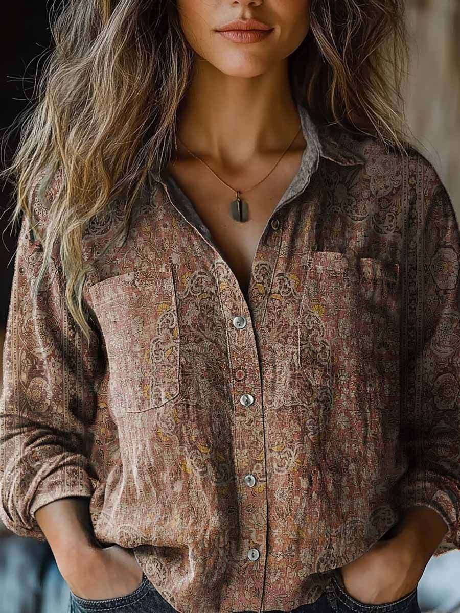 3D Printed Abstract Pattern Women's Long-sleeved Blouse