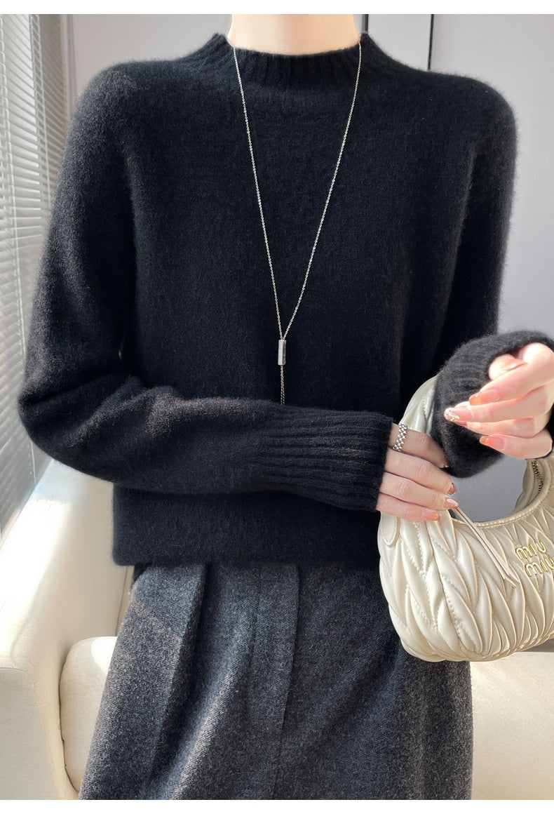 Thickened Half-high Collar Pure Wool Sweater Women's Seamless Sweaters Bottoming Shirt