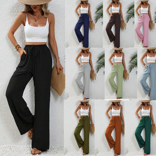 All-match Solid Color Mop Wide-leg Casual Pants