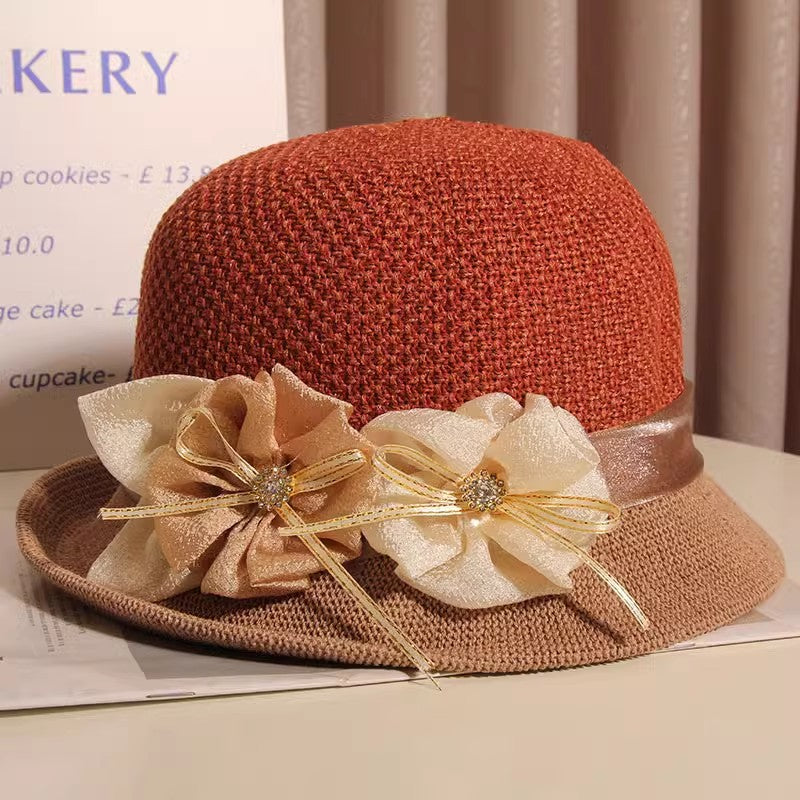 Women's Summer Retro British Sweet Flowers Bucket Hat