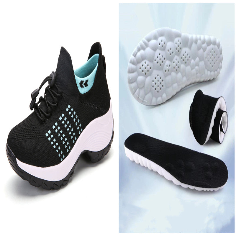 Large Size Women's Shoes High Elastic Flying Woven Breathable Sports Women's Socks Shoes