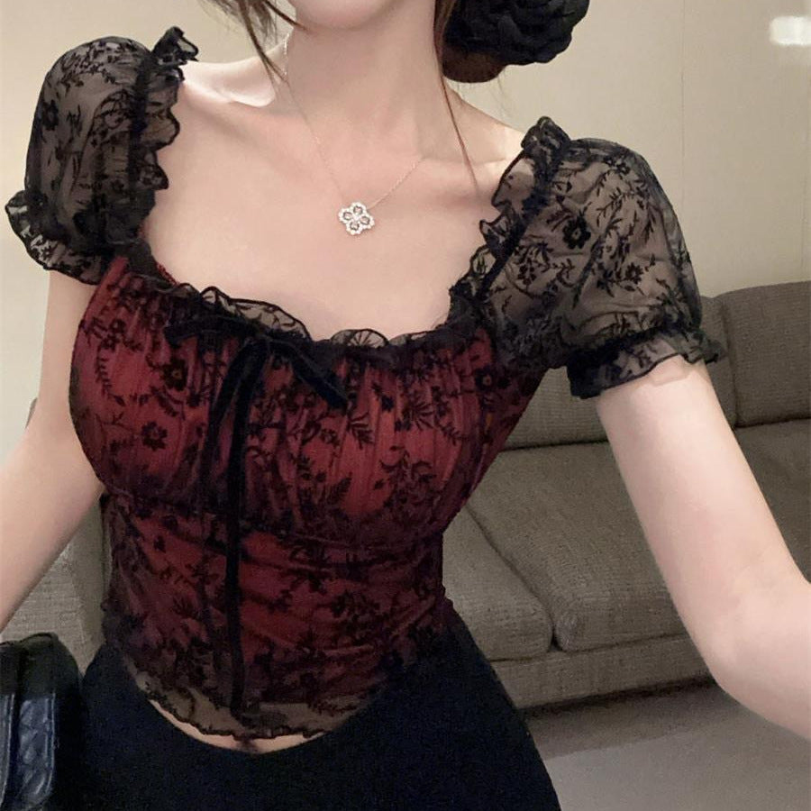Sultry, Fashion-forward Lace Off-shoulder Top With A Delicate Bow Detail