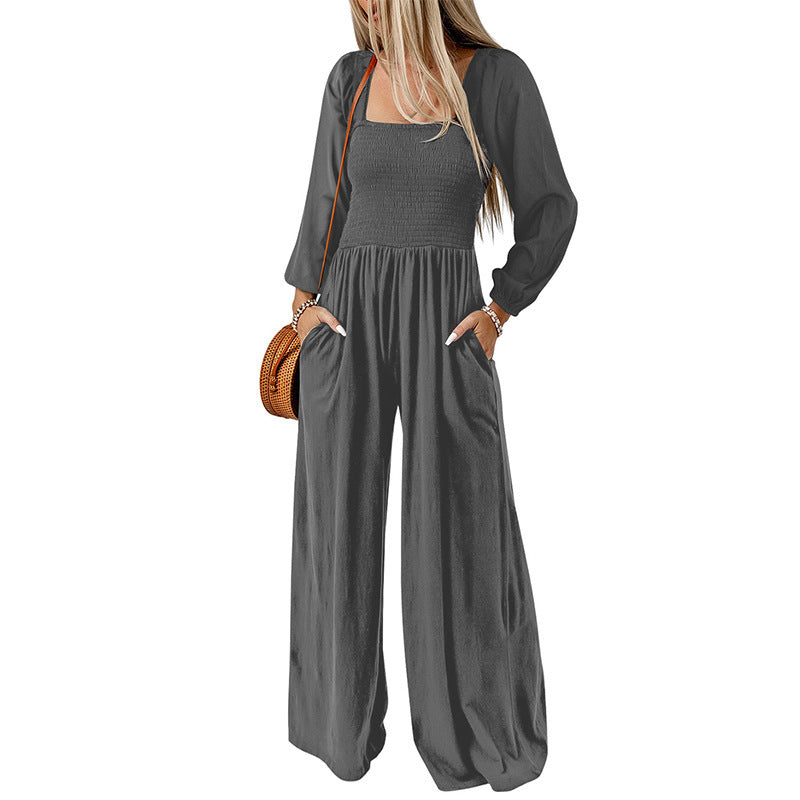 New Solid Color Wide Leg Trousers Women's European And American Thin Simple