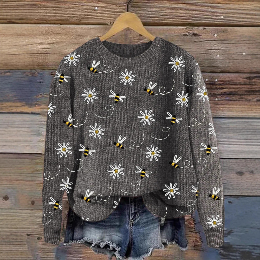3D Digital-Print Crew-Neck Sweater In A Faux-Sweater Style