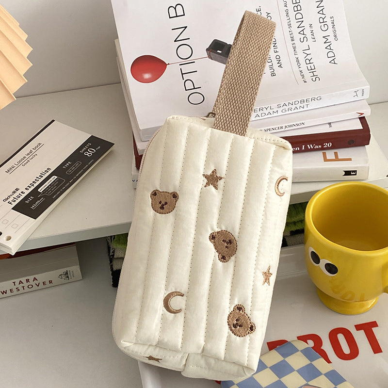 Bear Embroidery Makeup Bag One With Small For Women