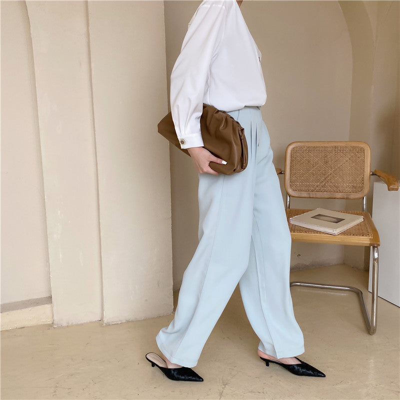 Woven pointed mid-heel half slippers