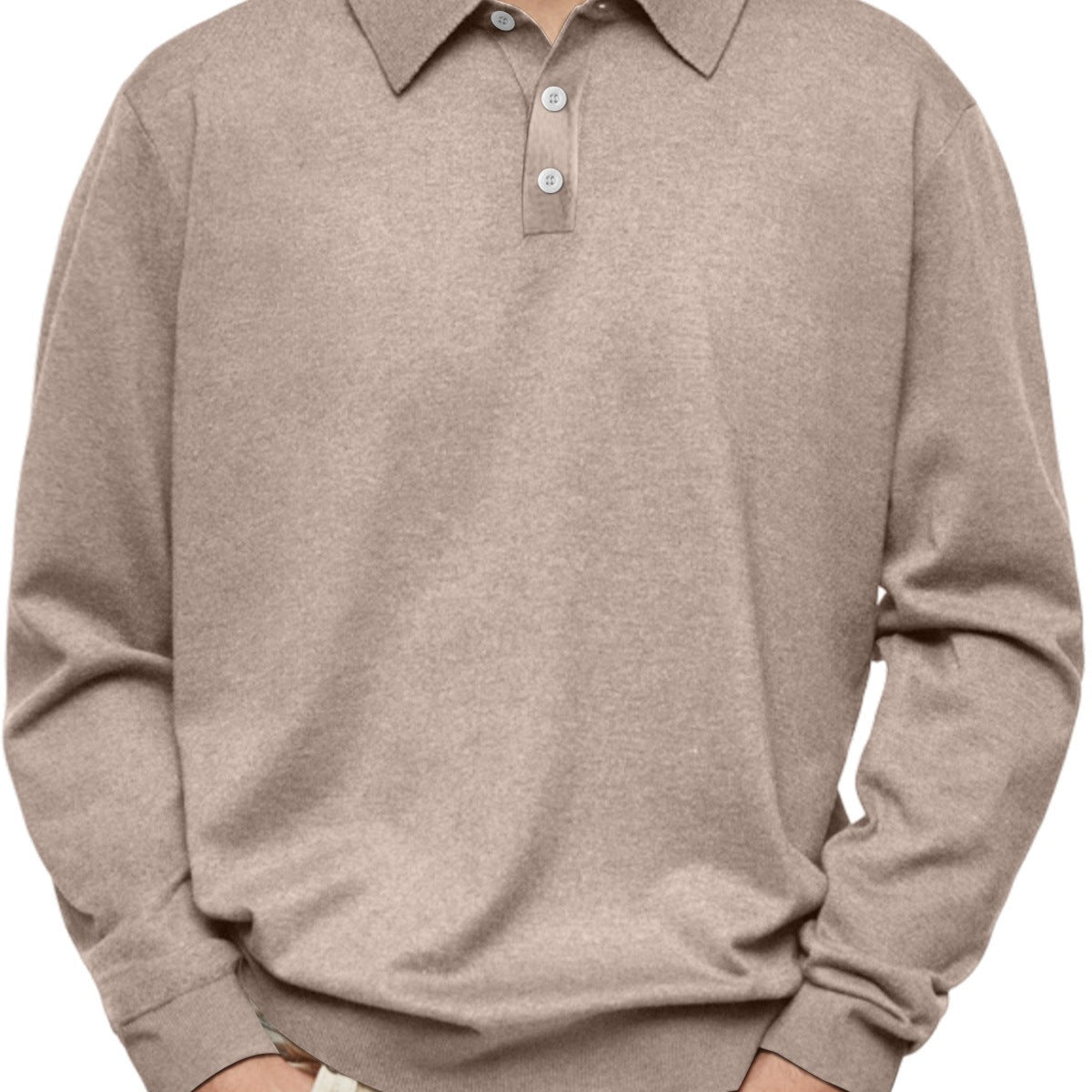 Winter Dralon Long Sleeve V-neck Buttons Men's Casual Jacket Polo Shirt
