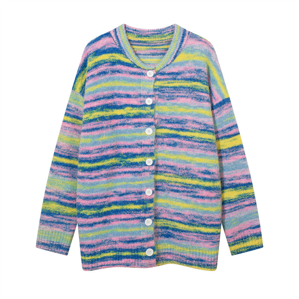 Autumn And Winter Men's Striped Cardigan Sweater