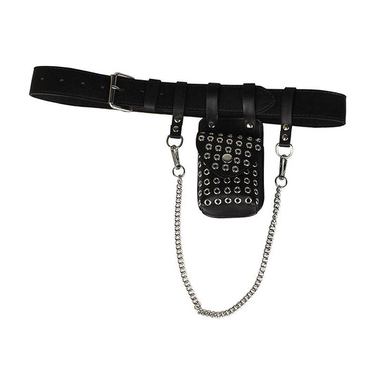 Punk Belt Bag Belt Chain Decoration Rivet Hollow-out Small Bag Belt