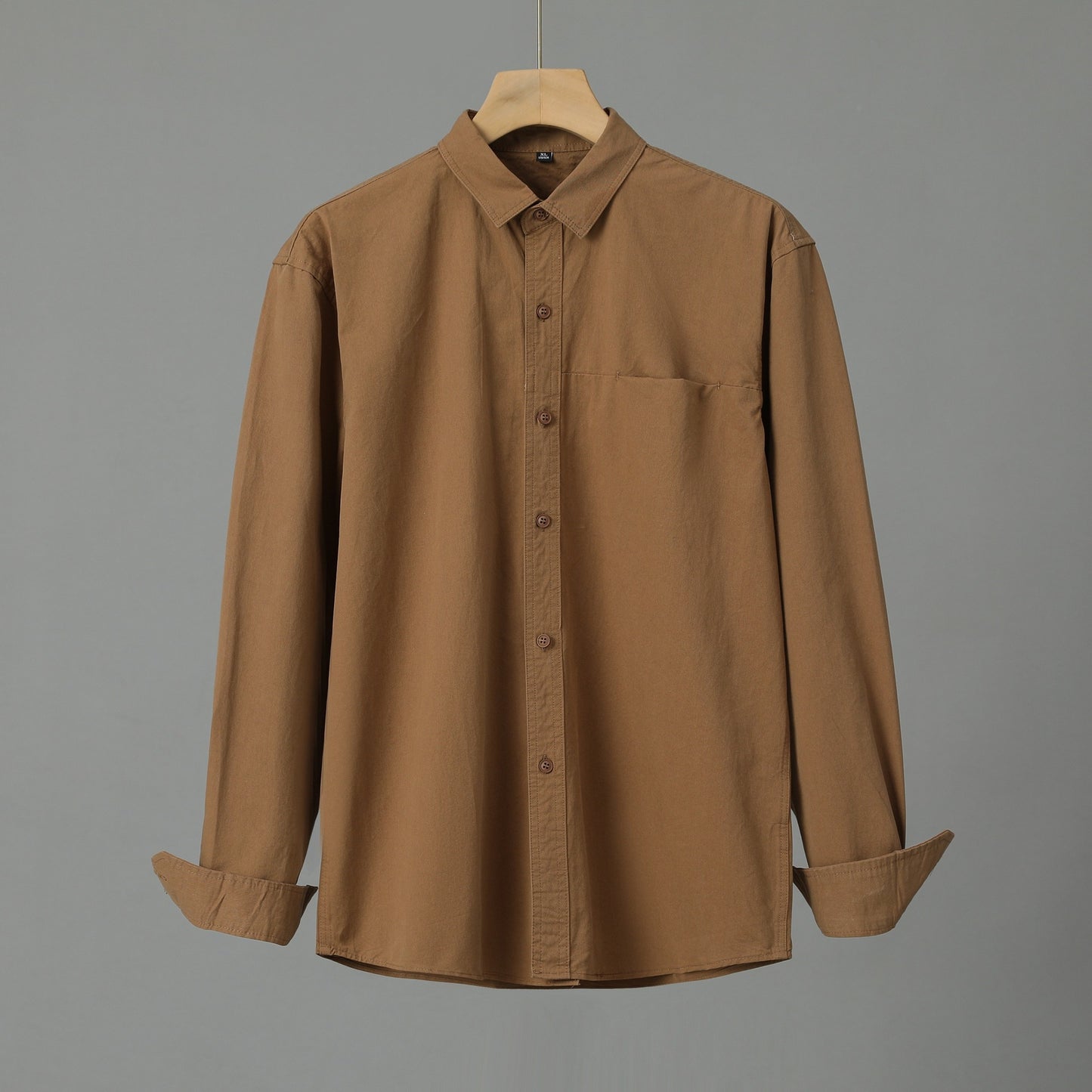 Casual Solid Color Men's Purified Cotton Long Sleeve Shirt