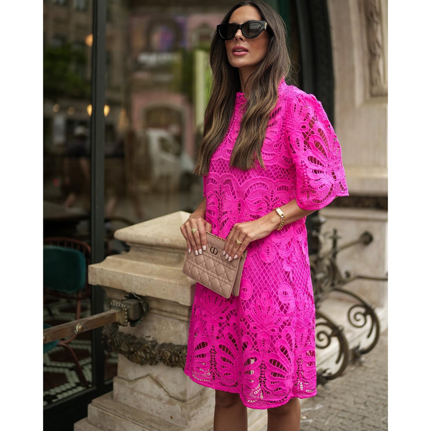 Women's Relaxed-fit Midi-sleeve Dress