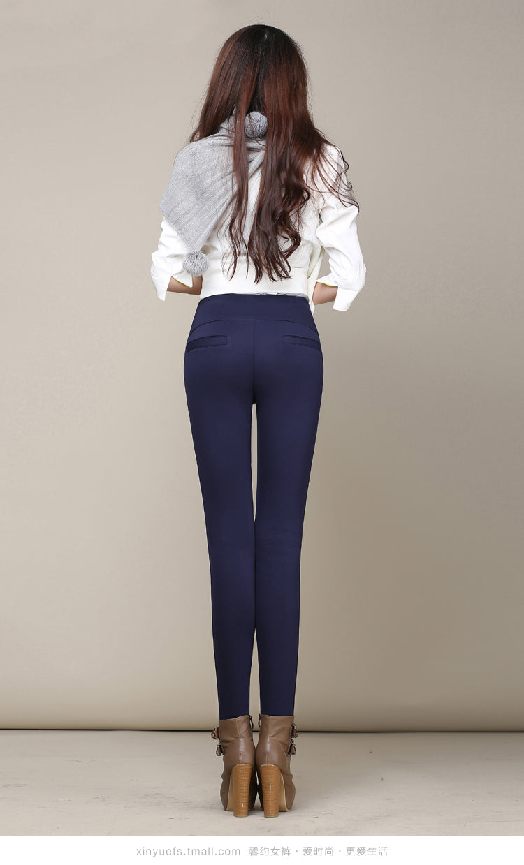 Ladies plus fleece padded slim outer wear leggings