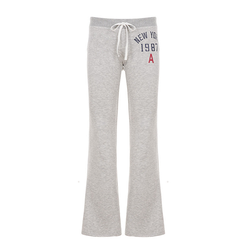 Low Waist Lace-up Lettered Casual Slimming Sheath Hot Girl Fashion Track Pants
